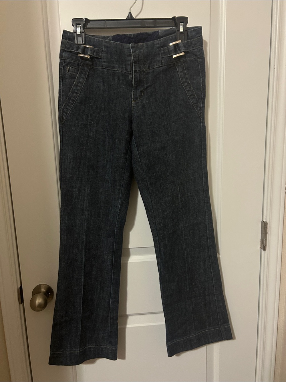 Women's Dark Wash Wide Leg Jeans - Black Denim Flare